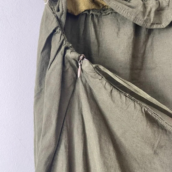 Zara Linen Blend Strapless Smocked Tiered Maxi Dress NWT Olive Green Size M - Picture 7 of 9